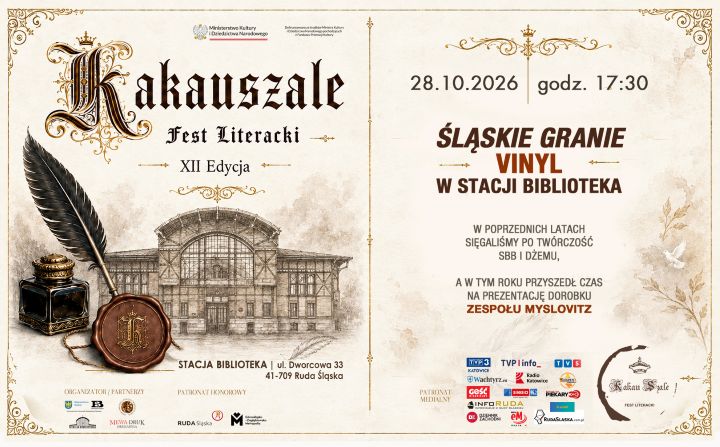 Plakat promujący Śląskie Granie – Vinyl w Stacji Biblioteka
